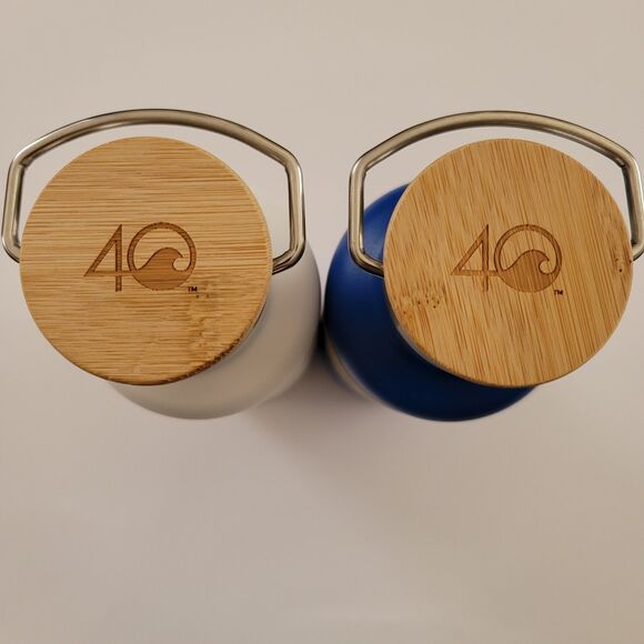 4OCEAN Insulated Blue & White Stainless Steel Reusable Water Bottles Set Of 2 - Picture 6 of 13